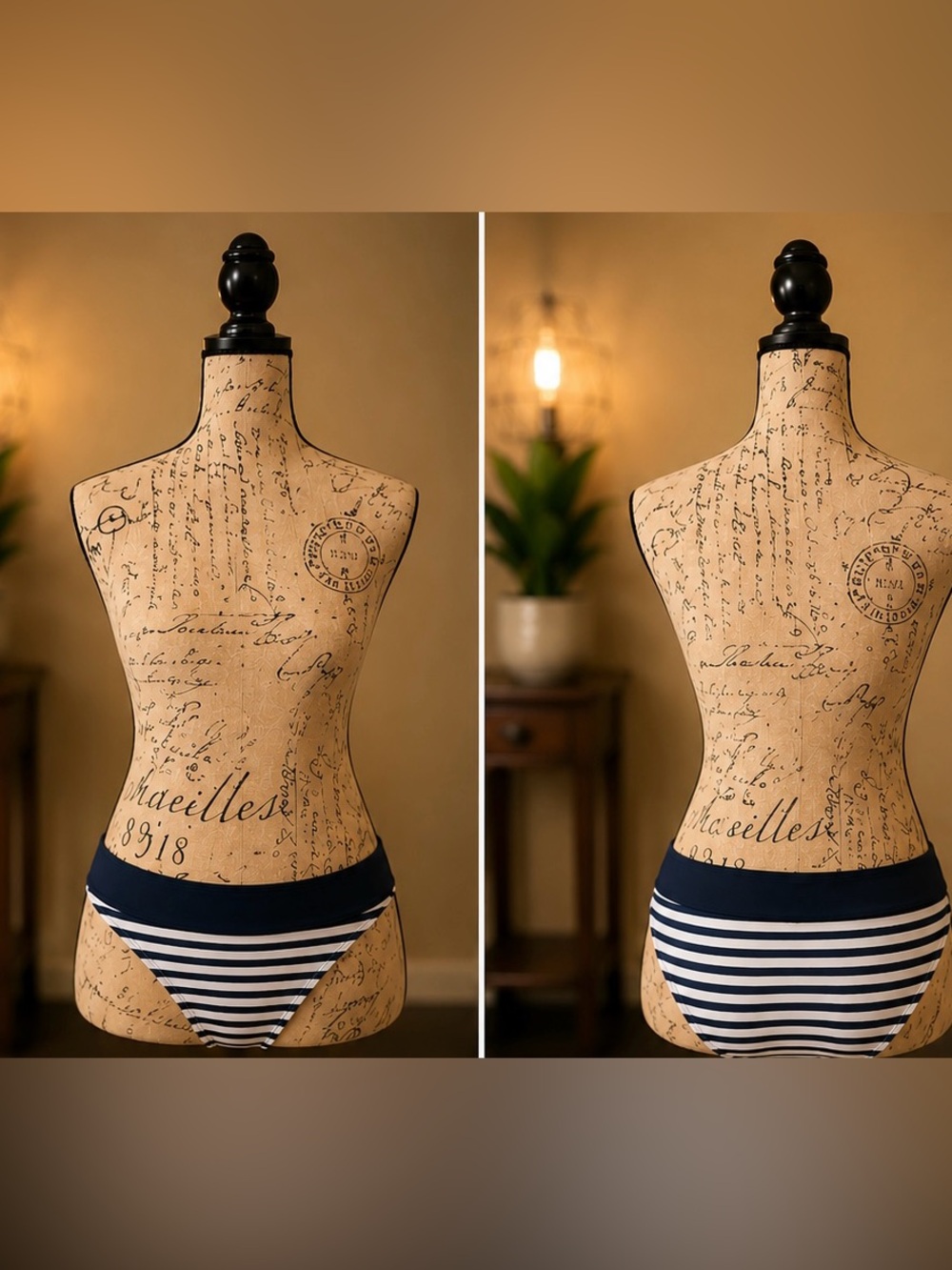 Decorative Script Mannequin Dress Form in Beige and Black